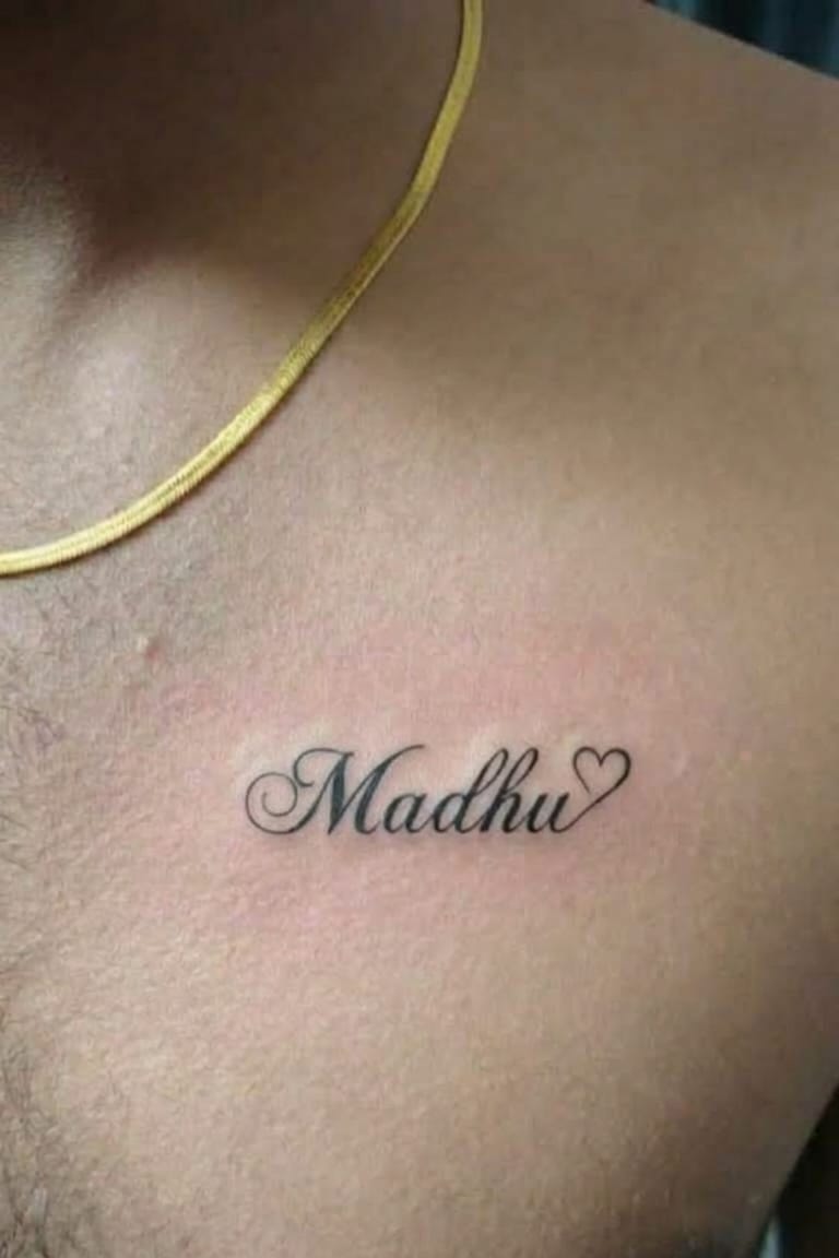 Madhu tattoo with a heart
